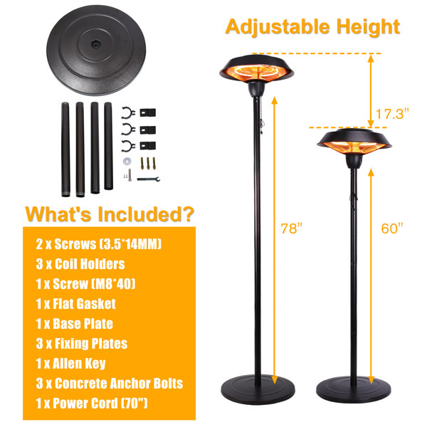 Zachvo Btu Electric Standing Patio Heater Reviews Wayfair